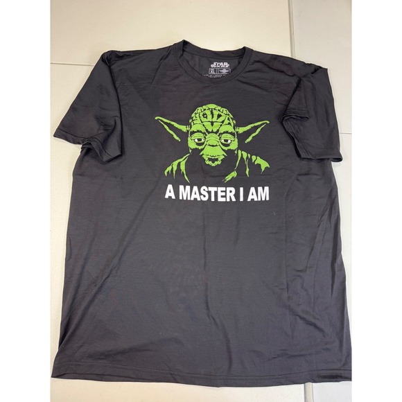 Star Wars Yoda A Master I Am Black Graphic T-Shirt Mens XL - Picture 1 of 6